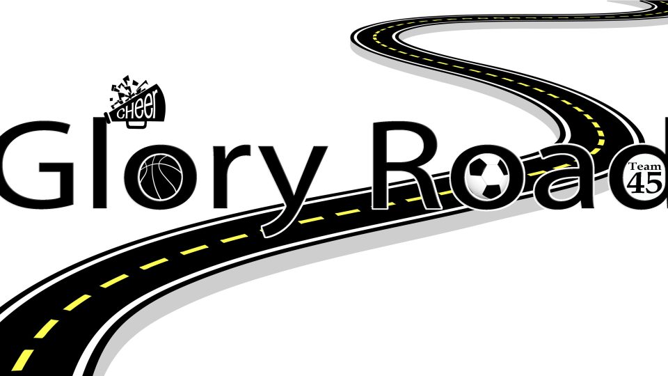 Glory road logo with a road going down.